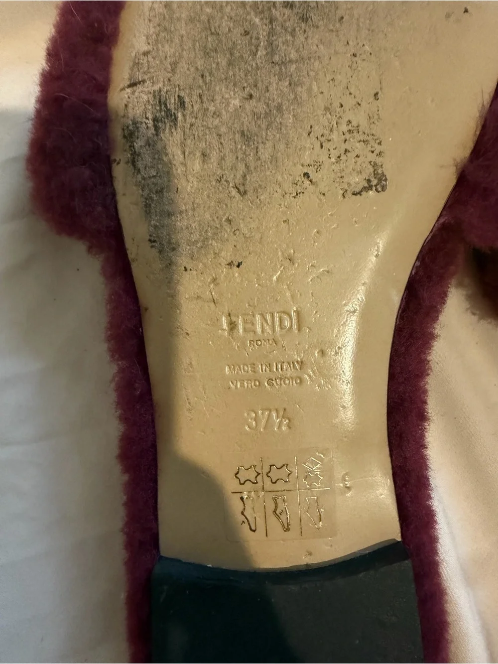 Fendi Shearling Sandals with Logo Accent